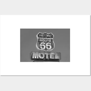 Route 66 motel sign Posters and Art